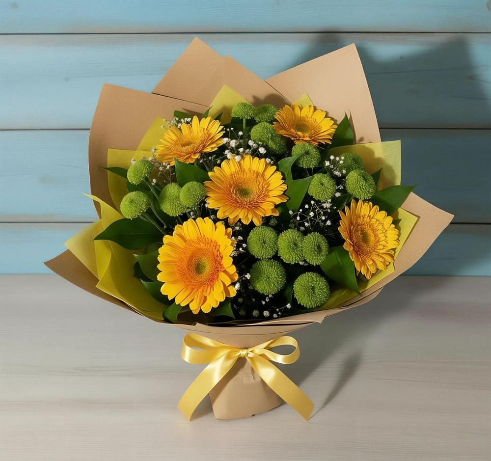Букет цветов из: Герберы и Хризантемы в Томске