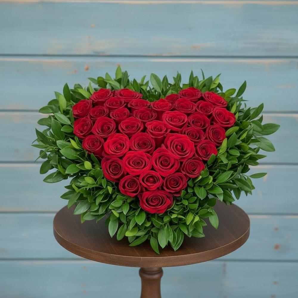 Цветочная композиция из Розы в виде сердца в Томске