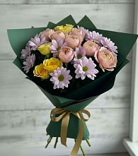 Букет цветов из:  Хризантемы и Розы в Томске