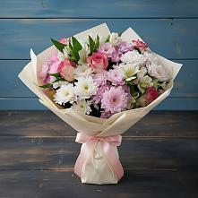 Букет цветов из:  Хризантемы, Альстромерии и Розы #REPLACE_PRED# Томске