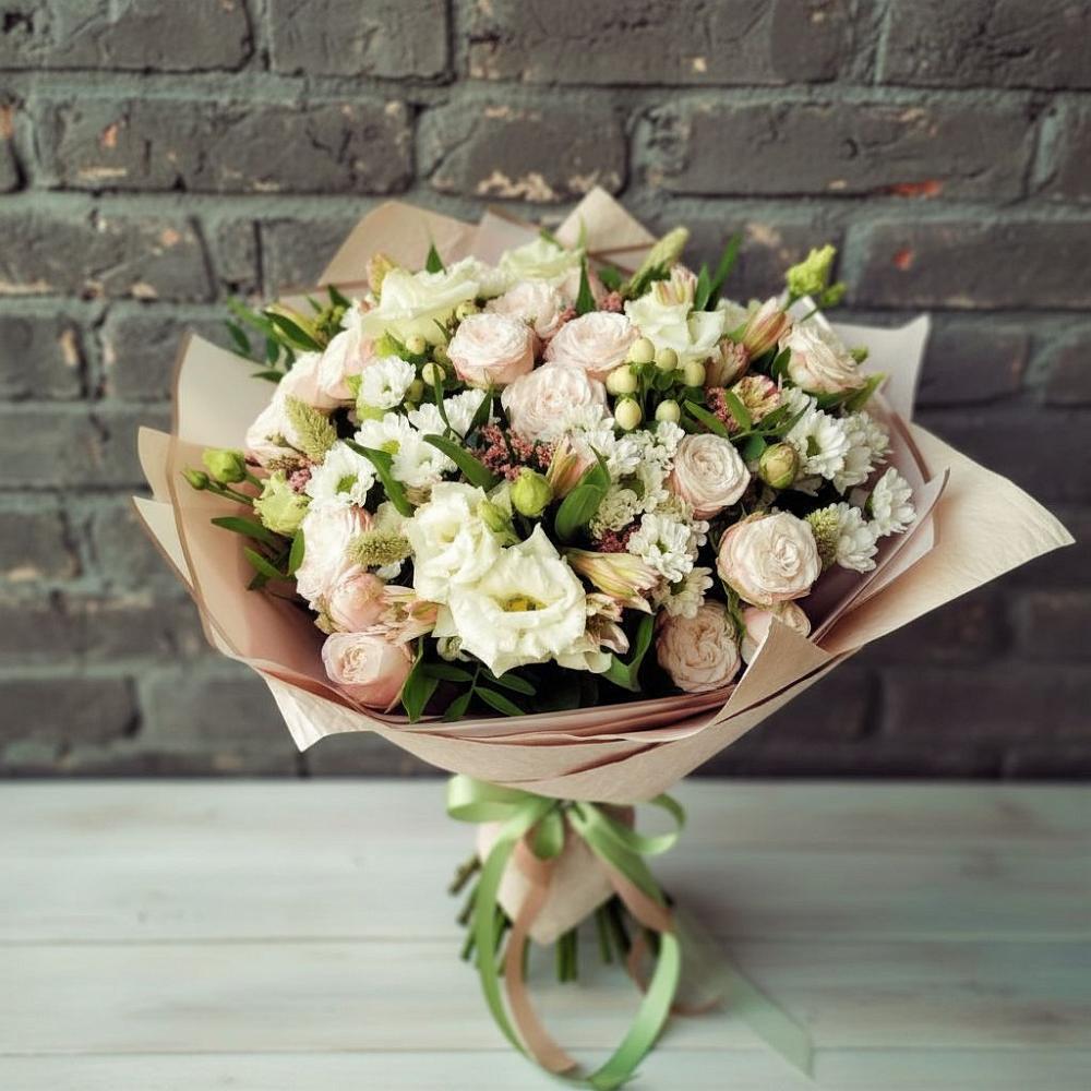 Букет цветов из: Альстромерии, Розы и Хризантемы в Томске