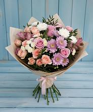 Букет цветов из:  Хризантемы, Розы и Альстромерии #REPLACE_PRED# Томске