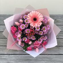 Букет цветов из:  Розы, Герберы и Хризантемы в Томске