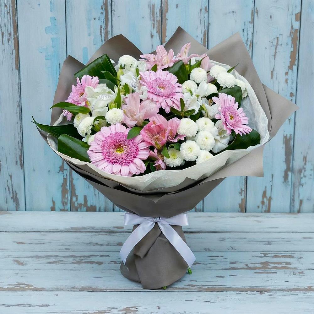 Букет цветов из: Герберы, Альстромерии и Хризантемы в Томске