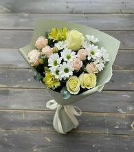 Букет цветов из:  Альстромерии, Розы и Хризантемы в Томске