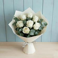 Букет Белые розы в Эвкалипте #REPLACE_PRED# Томске